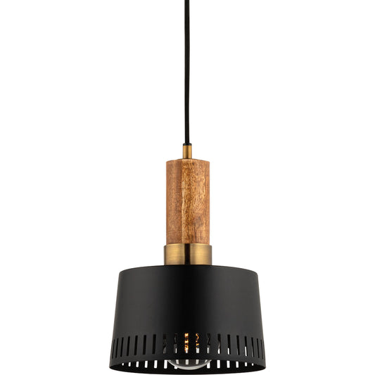 Memphis One Light Pendant by Troy in patina brass. Made from steel, acacia in a modern style.