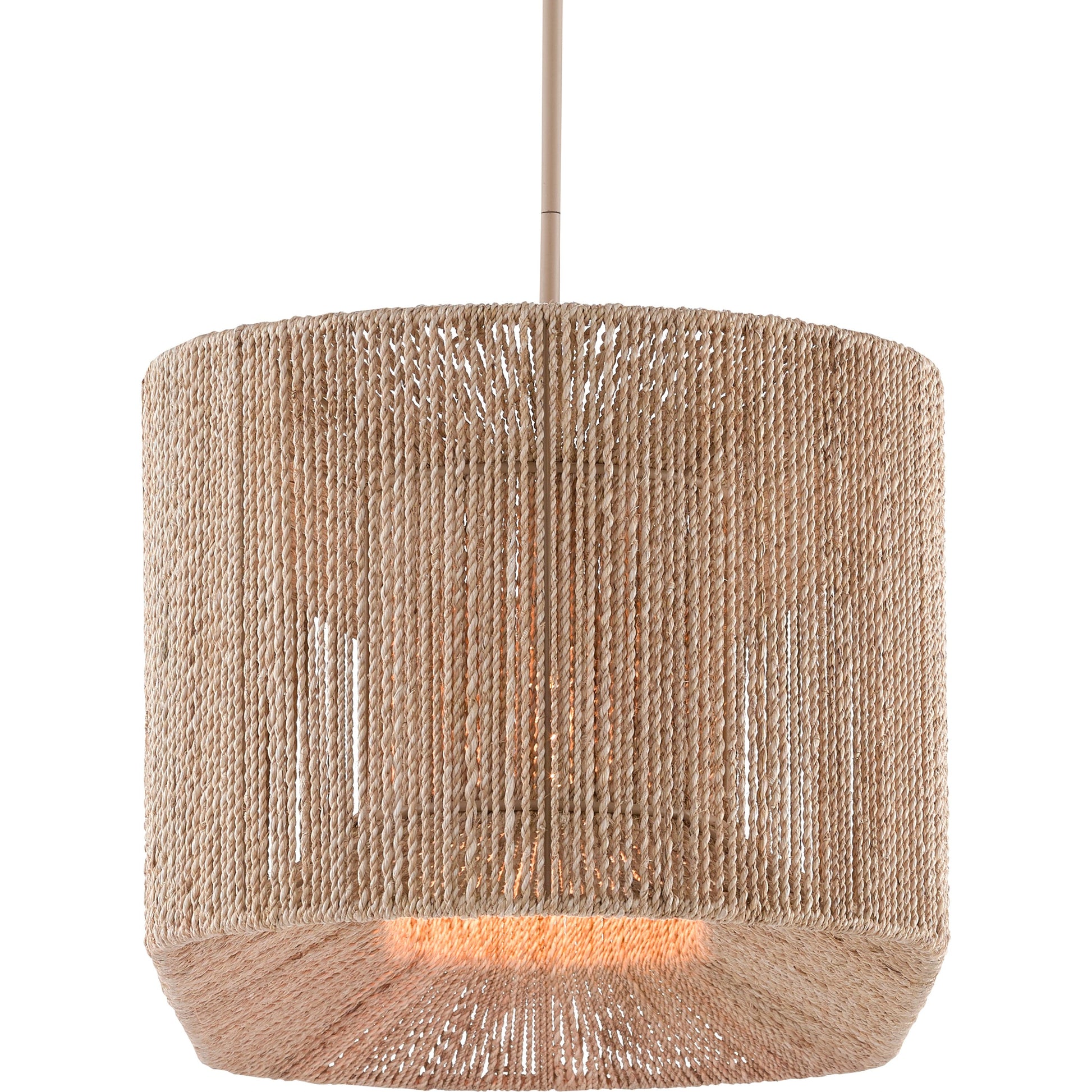 Mereworth Chandelier by Currey and Company in natural rope, beige. Made from wrought iron, abaca rope in a coastal style.