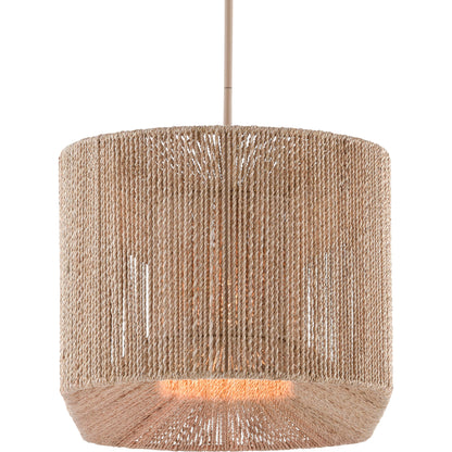 Mereworth Chandelier by Currey and Company in natural rope, beige. Made from wrought iron, abaca rope in a coastal style.
