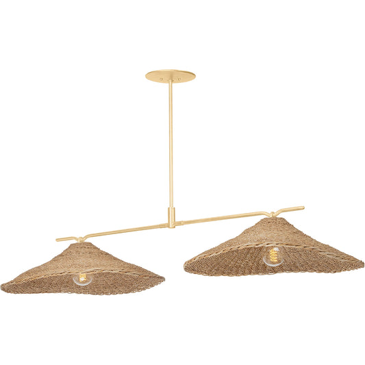 Valier Island Pendant by Troy in vintage gold leaf. Made from steel in a cottage & farmhouse style.