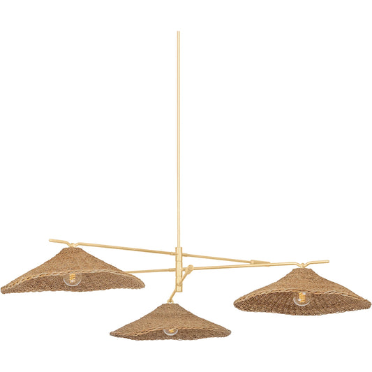 Valier Chandelier by Troy in vintage gold leaf. Made from steel in a cottage & farmhouse style.