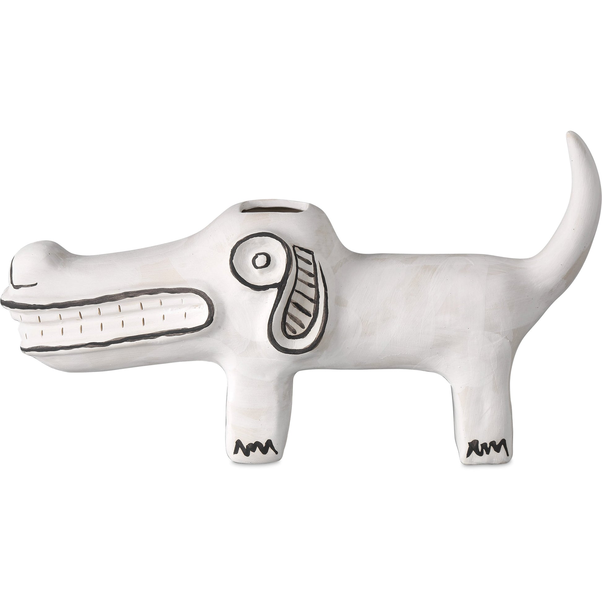 Spot the Dog by Currey and Company in washed white, black. Made from porcelain in a eclectic & global style.