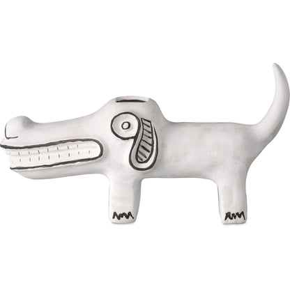 Spot the Dog by Currey and Company in washed white, black. Made from porcelain in a eclectic & global style.