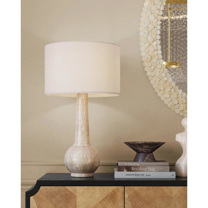 Osa Table Lamp by Currey and Company in natural bone. Made from bone, engineered wood in a modern style.
