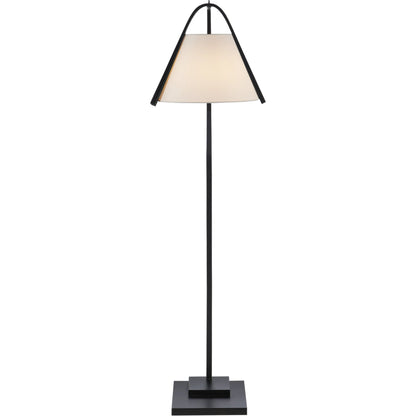Frey Floor Lamp by Currey and Company in satin black, brushed brown. Made from metal in a modern style.