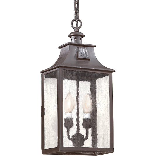 Newton Hanging Lantern by Troy in old bronze. Made from hand forged iron in a traditional style.