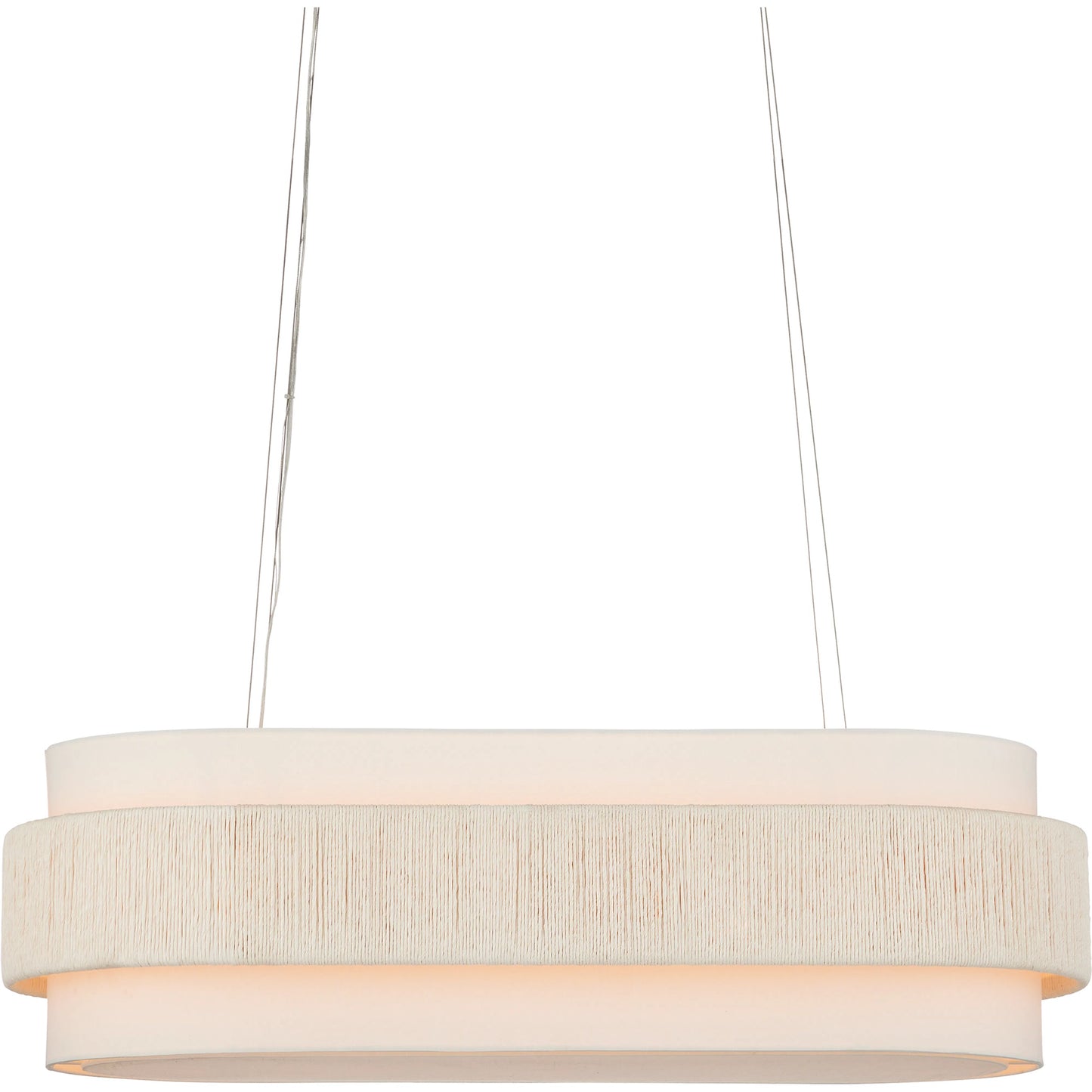 004 SI-2134014 | Additional Silo | Monreale Oval Chandelier by Currey and Company in white, sugar white. Made from kraft paper twine, wrought iron in a coastal style.