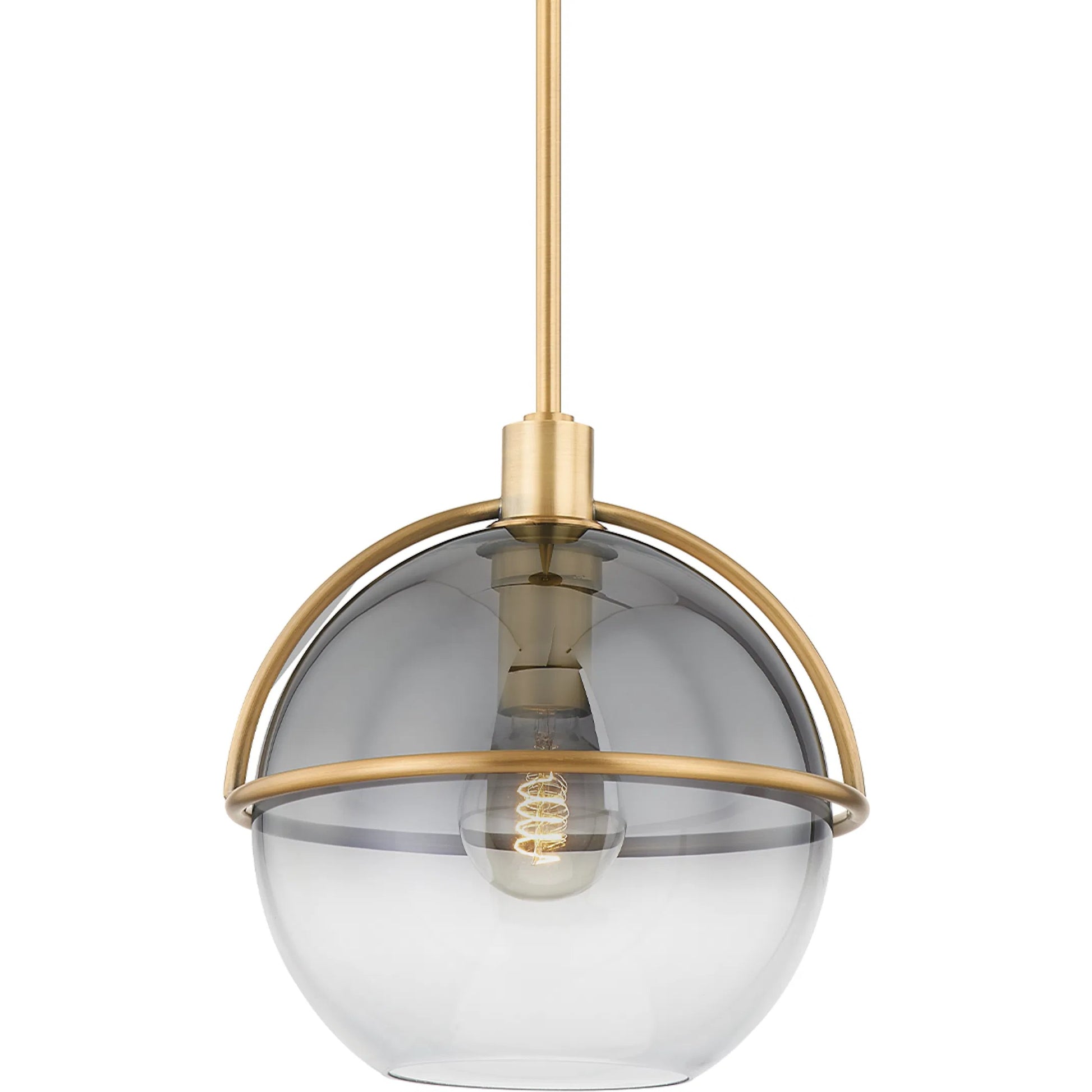 Ivins Pendant by Troy in patina brass. Made from steel in a modern style.