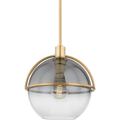 Ivins Pendant by Troy in patina brass. Made from steel in a modern style.