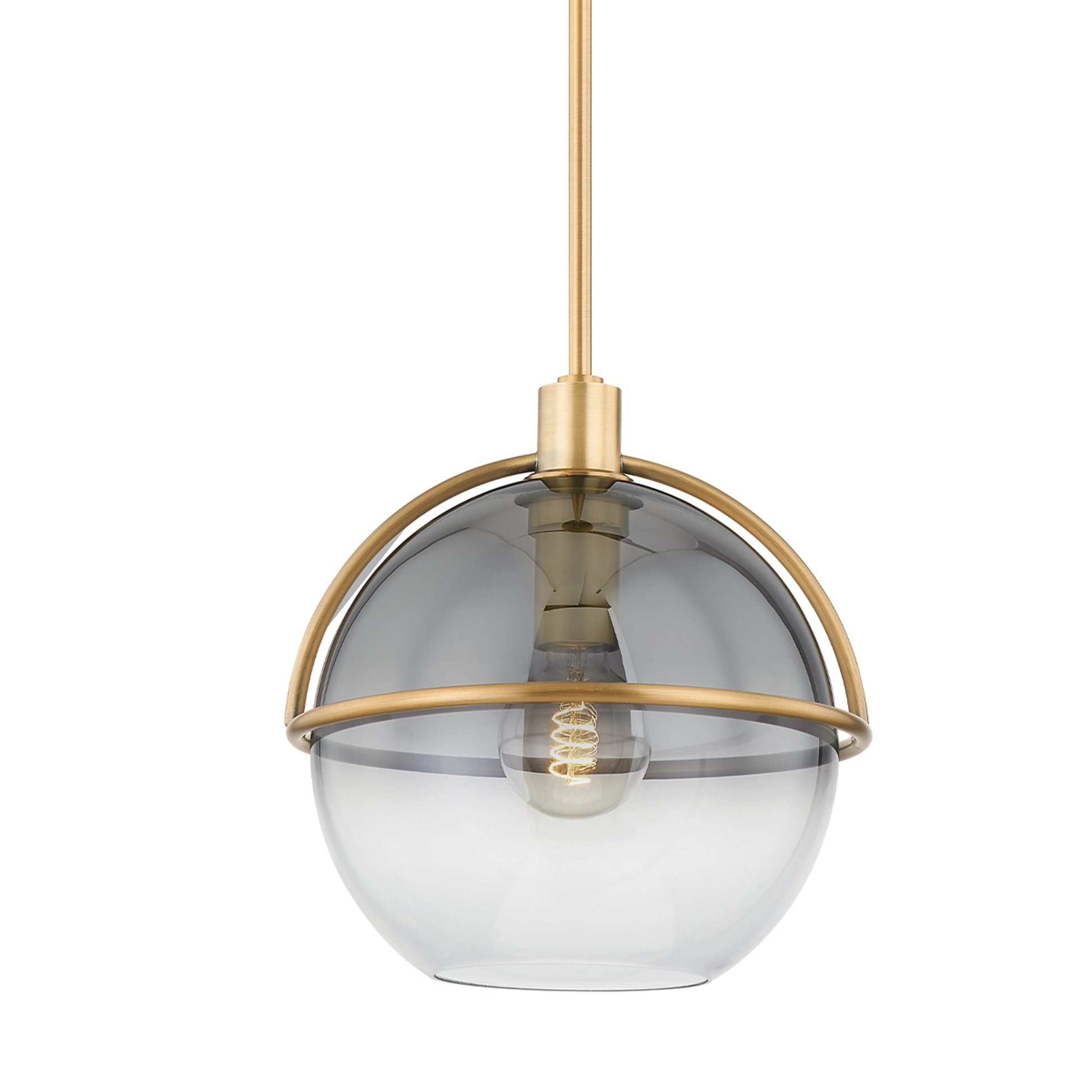 Ivins Pendant by Troy in patina brass. Made from steel in a modern style.