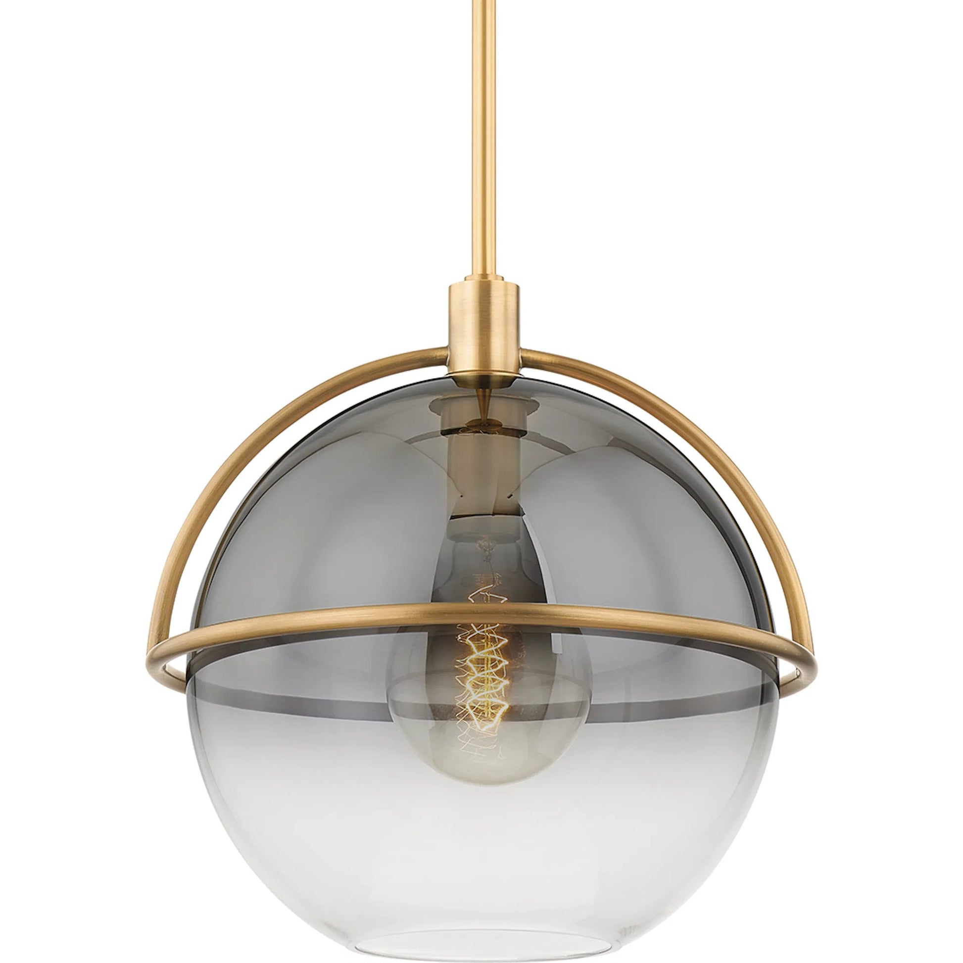 Ivins Pendant by Troy in patina brass. Made from steel in a modern style.