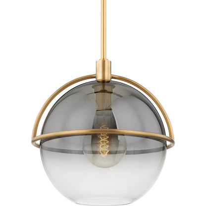 Ivins Pendant by Troy in patina brass. Made from steel in a modern style.
