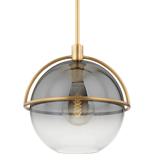Ivins Pendant by Troy in patina brass. Made from steel in a modern style.