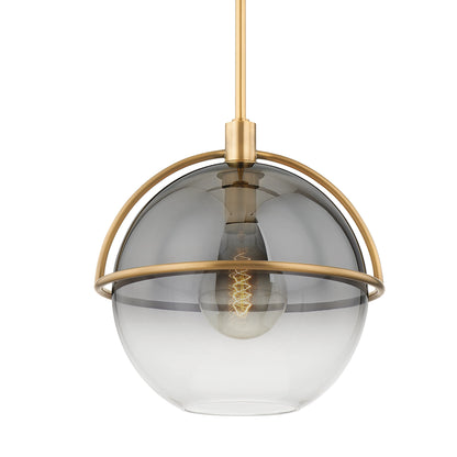 Ivins Pendant by Troy in patina brass. Made from steel in a modern style.