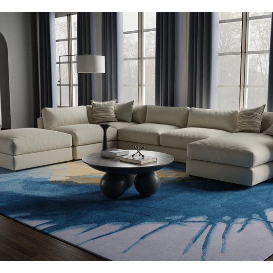Kawai Rug - KAW8987F by Feizy in blue, gold, gray. Made from wool, viscose in a unique style.