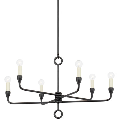 Orson 6 Light Chandelier by Troy. Made from steel in a modern style.