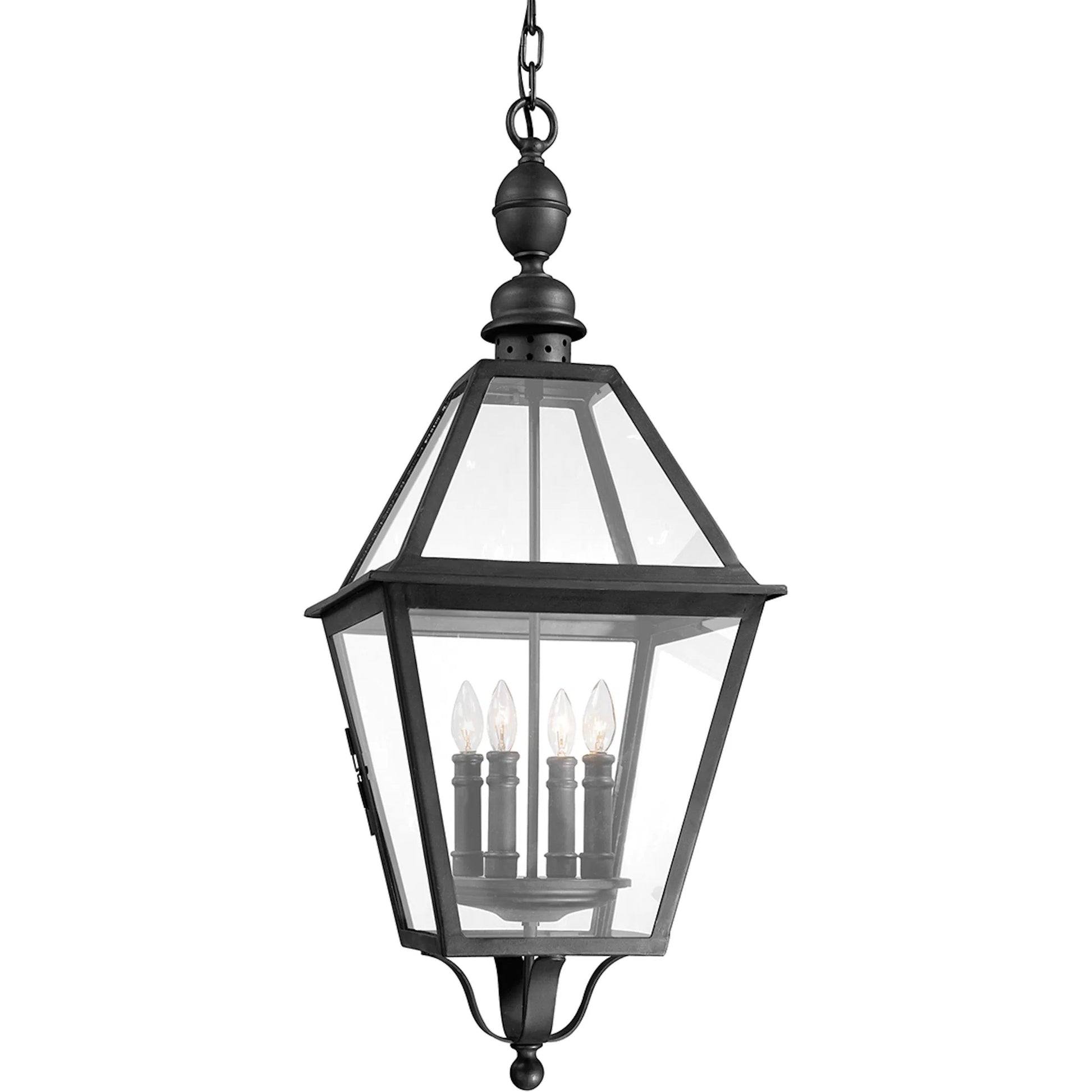 Townsend Hanging Lantern by Troy in natural bronze. Made from hand worked iron in a cottage & farmhouse style.