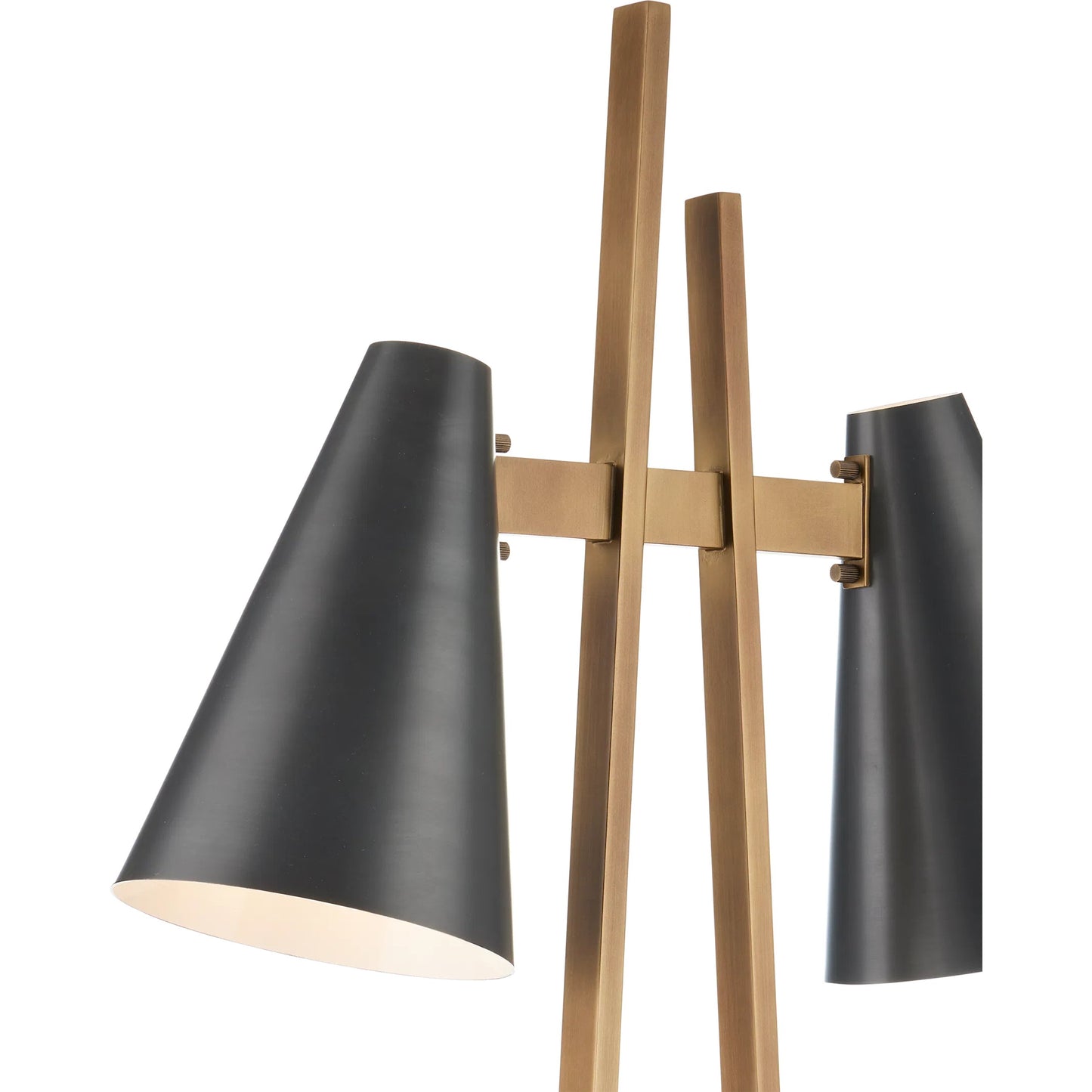 001 SI-2257396 | Closeup | Duet Floor Lamp by Currey and Company in oil rubbed bronze, antique brass. Made from metal in a modern style.