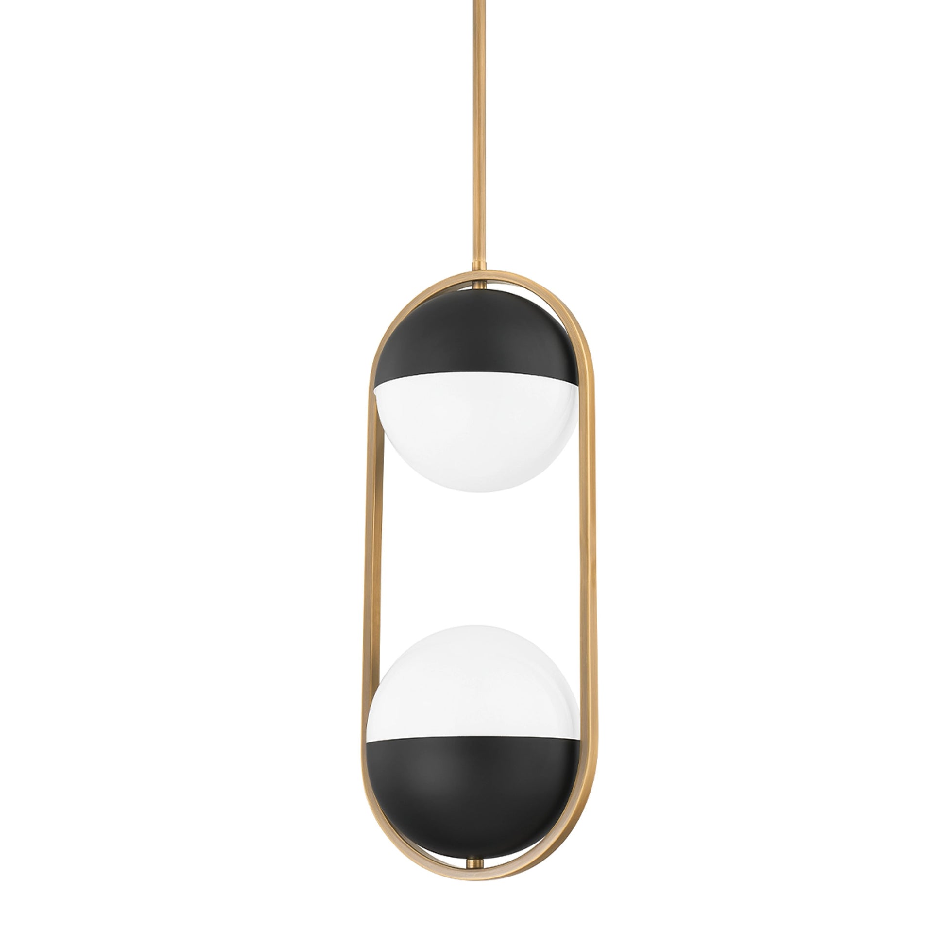 Willard Pendant by Troy in patina brass. Made from steel in a modern style.