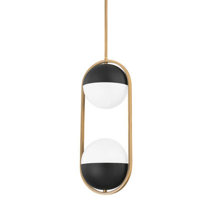 Willard Pendant by Troy in patina brass. Made from steel in a modern style.