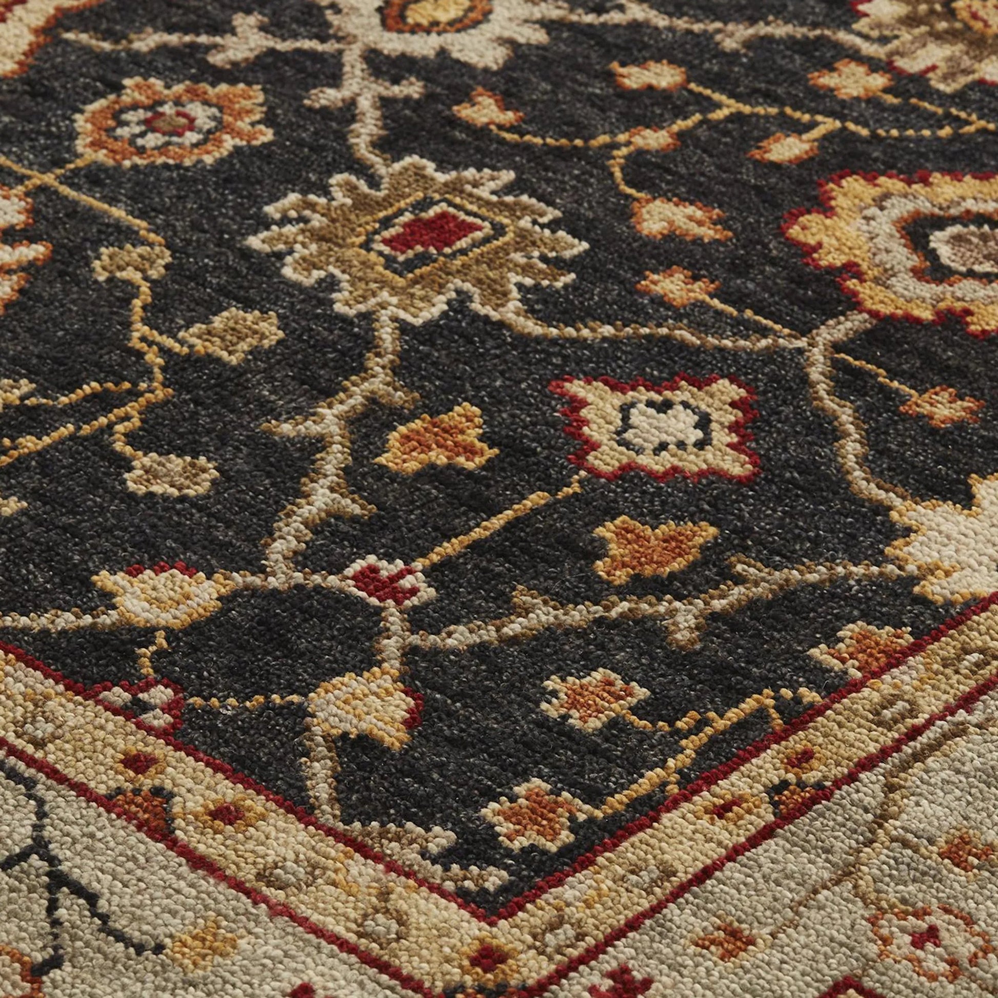 Carrington Traditional Oriental Rug - 6500F by Feizy in black, gold, gray. Made from wool in a unique style.