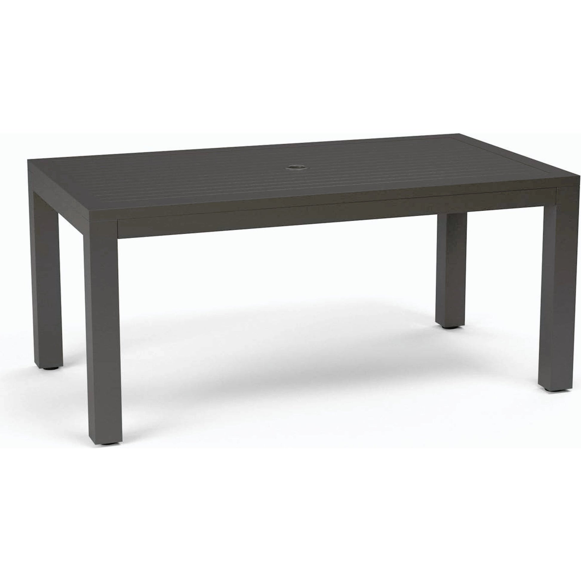 Vegas Outdoor Rectangular Dining Table by Sunset West in graphite. Made from aluminum in a modern style.
