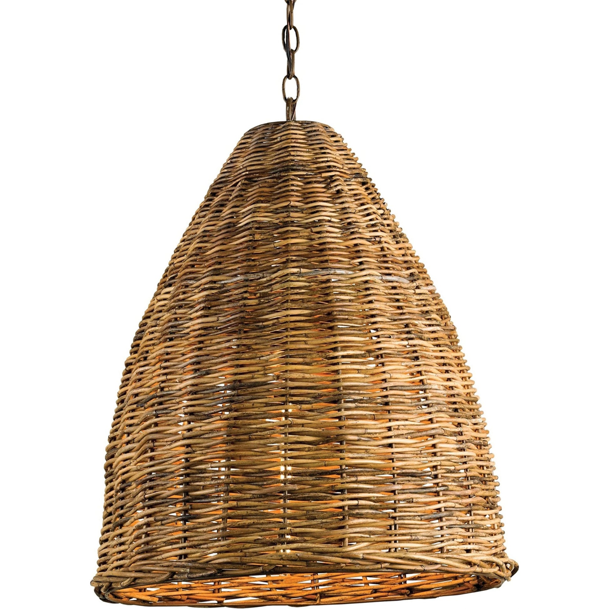 Basket Pendant by Currey and Company. Made from wrought iron, arurog in a coastal style.