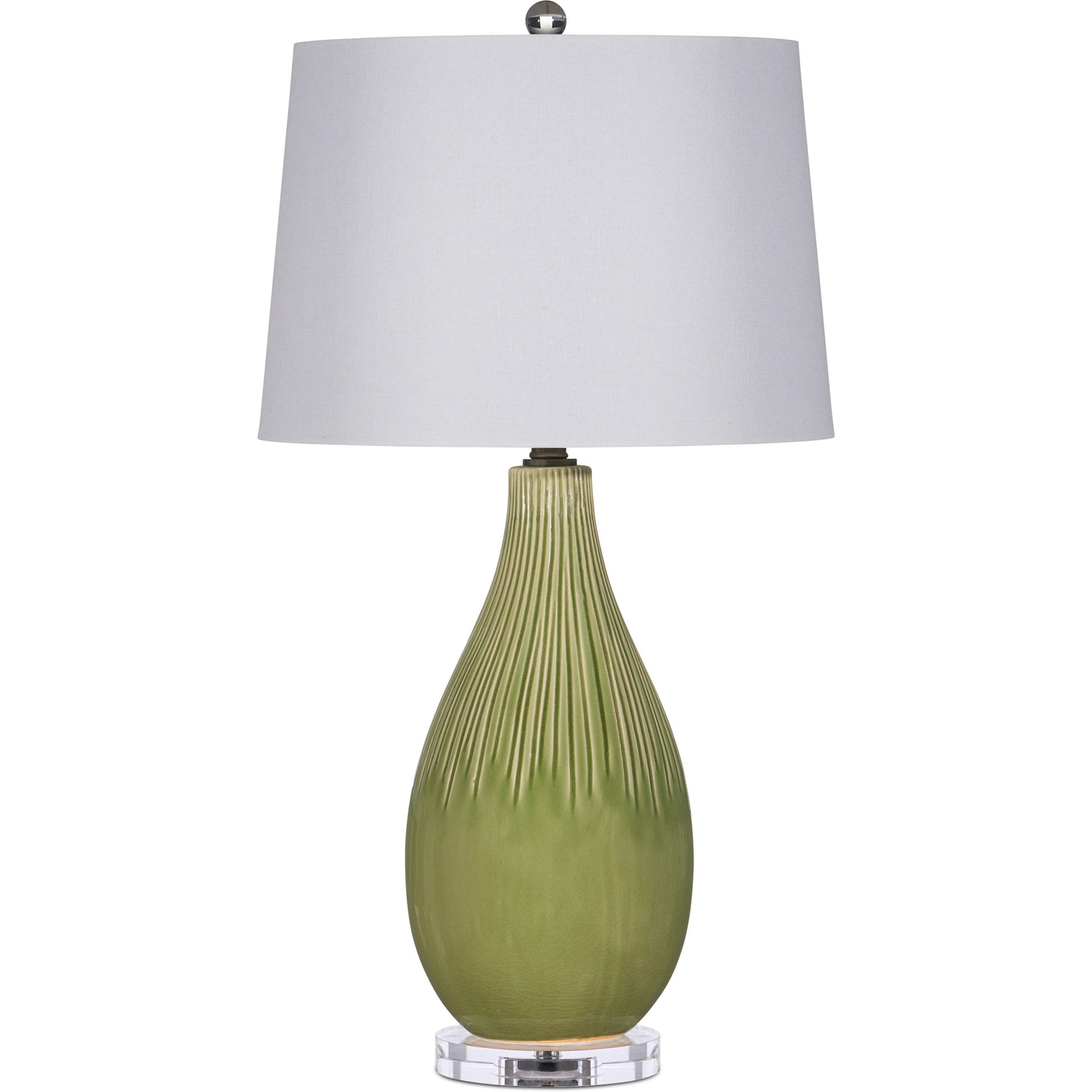 Anjou Table Lamp by Currey and Company in pale green, off-white, clear, satin nickel. Made from ceramic, optic crystal in a modern style.