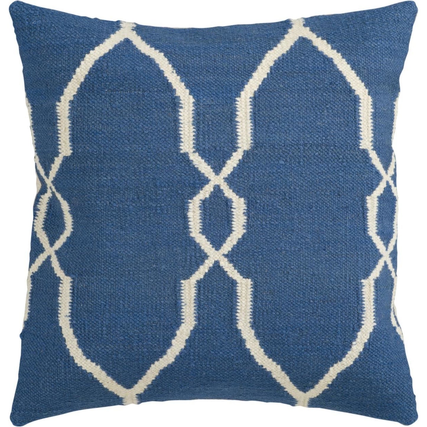 002 O-SURYA-FA021-1818D,O-SURYA-FA021-1818P | Primary Silo | Fallon Pillow - 27462 by Surya in cobalt, beige. Made from 100% wool in a modern style.
