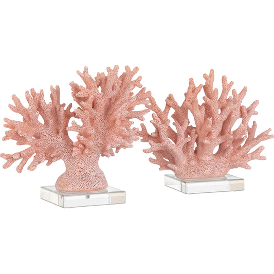 Fire Coral Set by Currey and Company in coral, clear. Made from composite, optic crystal in a coastal style.
