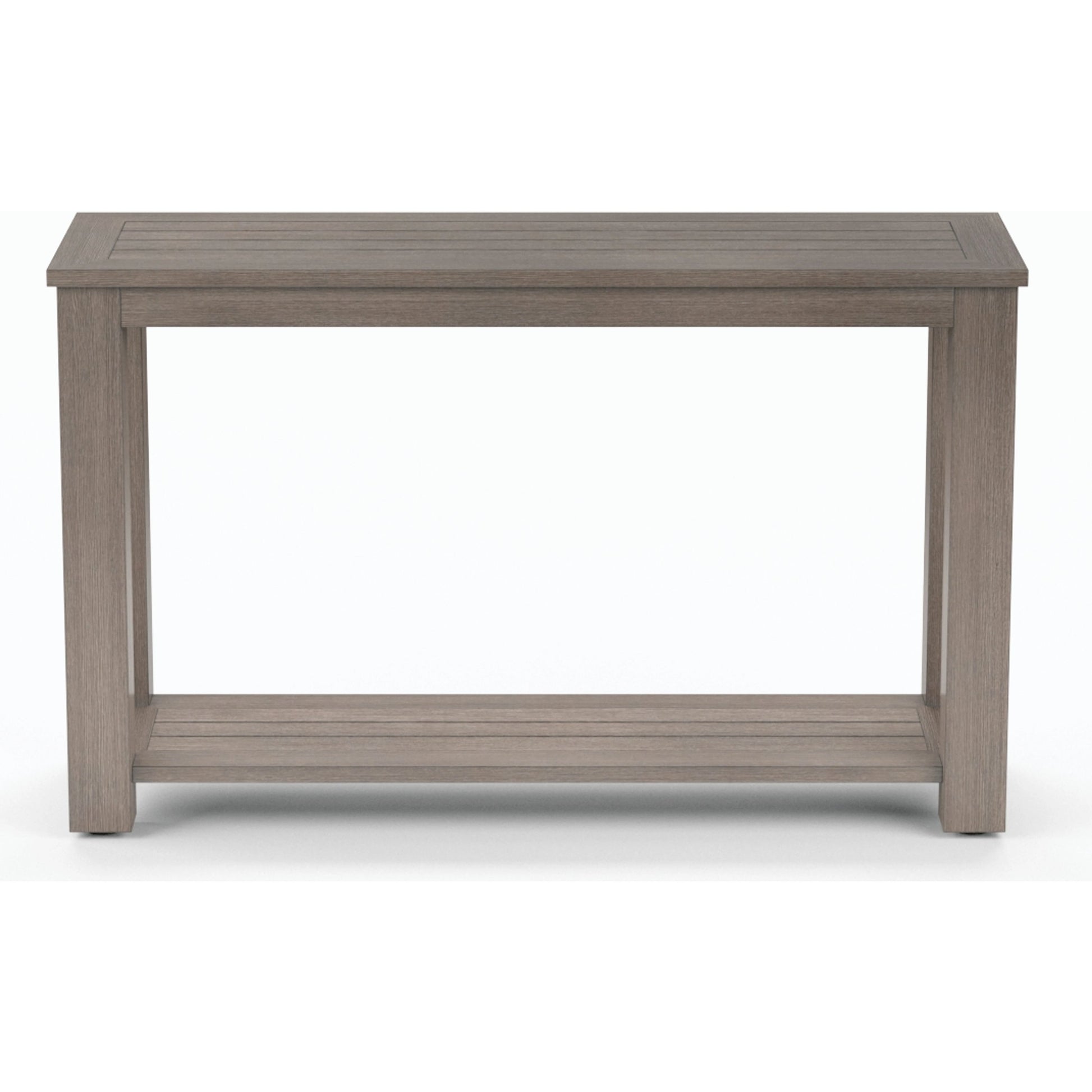 Laguna Outdoor Sofa Table by Sunset West in driftwood. Made from aluminum in a modern style.