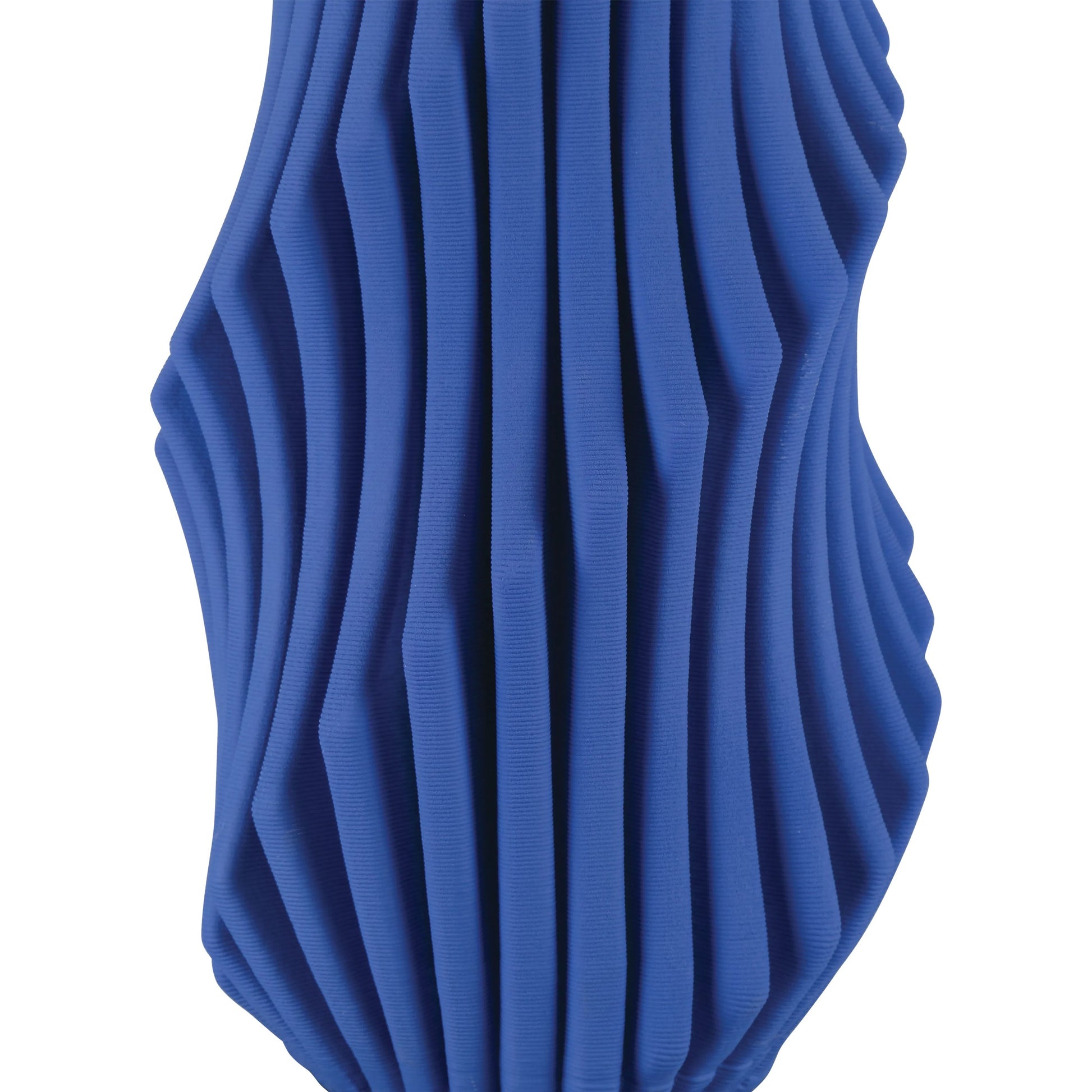 Pleat Vase by Currey and Company in cobalt blue. Made from porcelain in a modern style.
