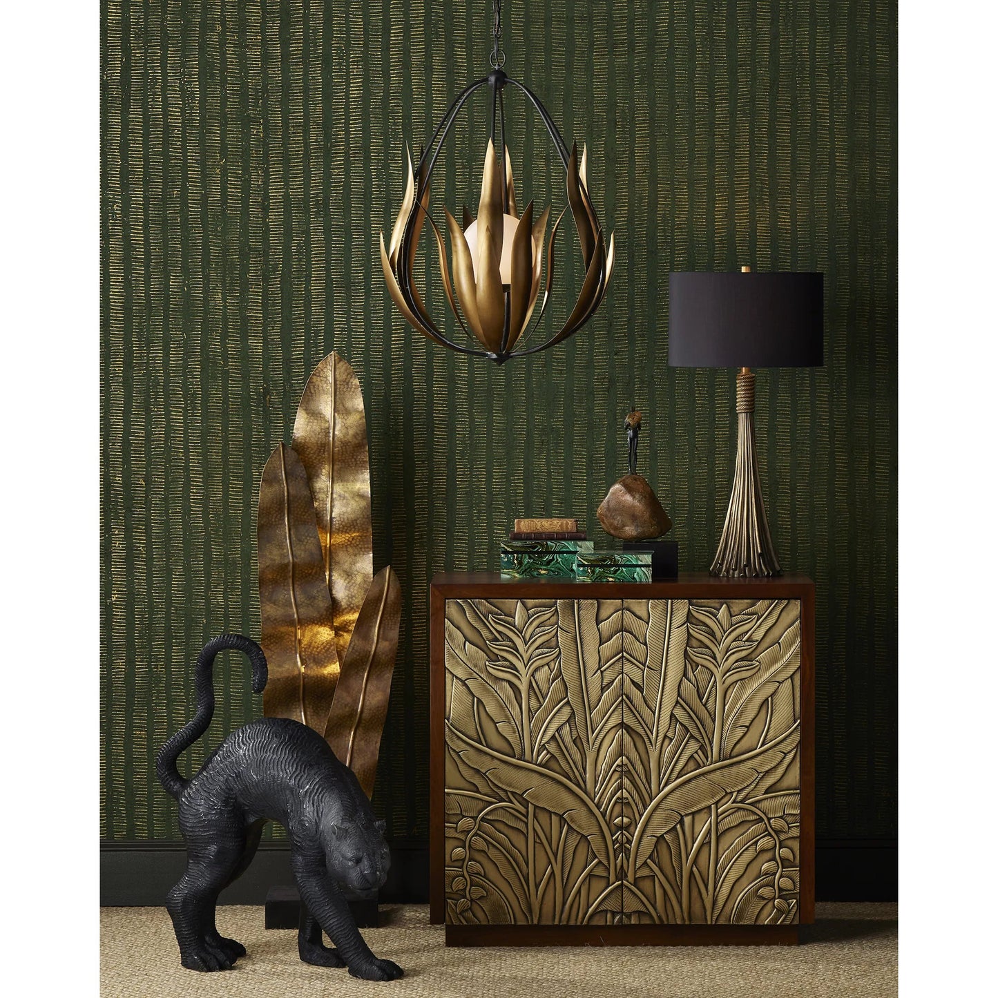 016 SI-2257191 | Lifestyle | Interstellar Box Set by Currey and Company in dark green. Made from glass, paper, engineered wood in a modern style.