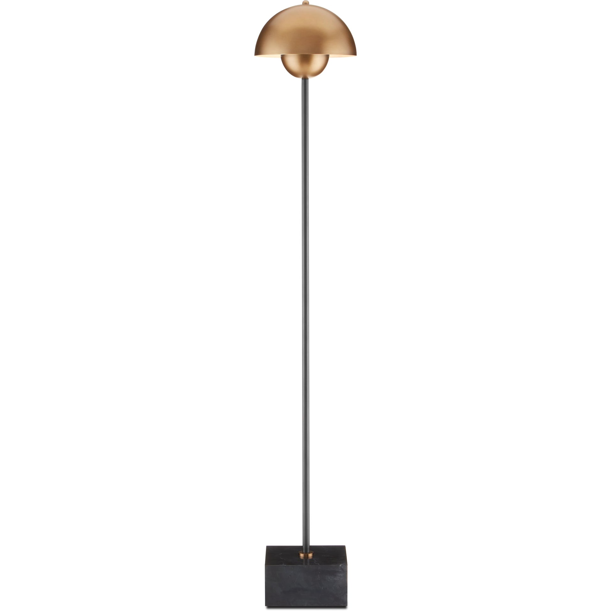 La Rue Floor Lamp by Currey and Company in brushed brass, black. Made from metal, marble in a modern style.