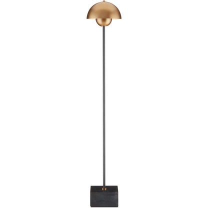 La Rue Floor Lamp by Currey and Company in brushed brass, black. Made from metal, marble in a modern style.
