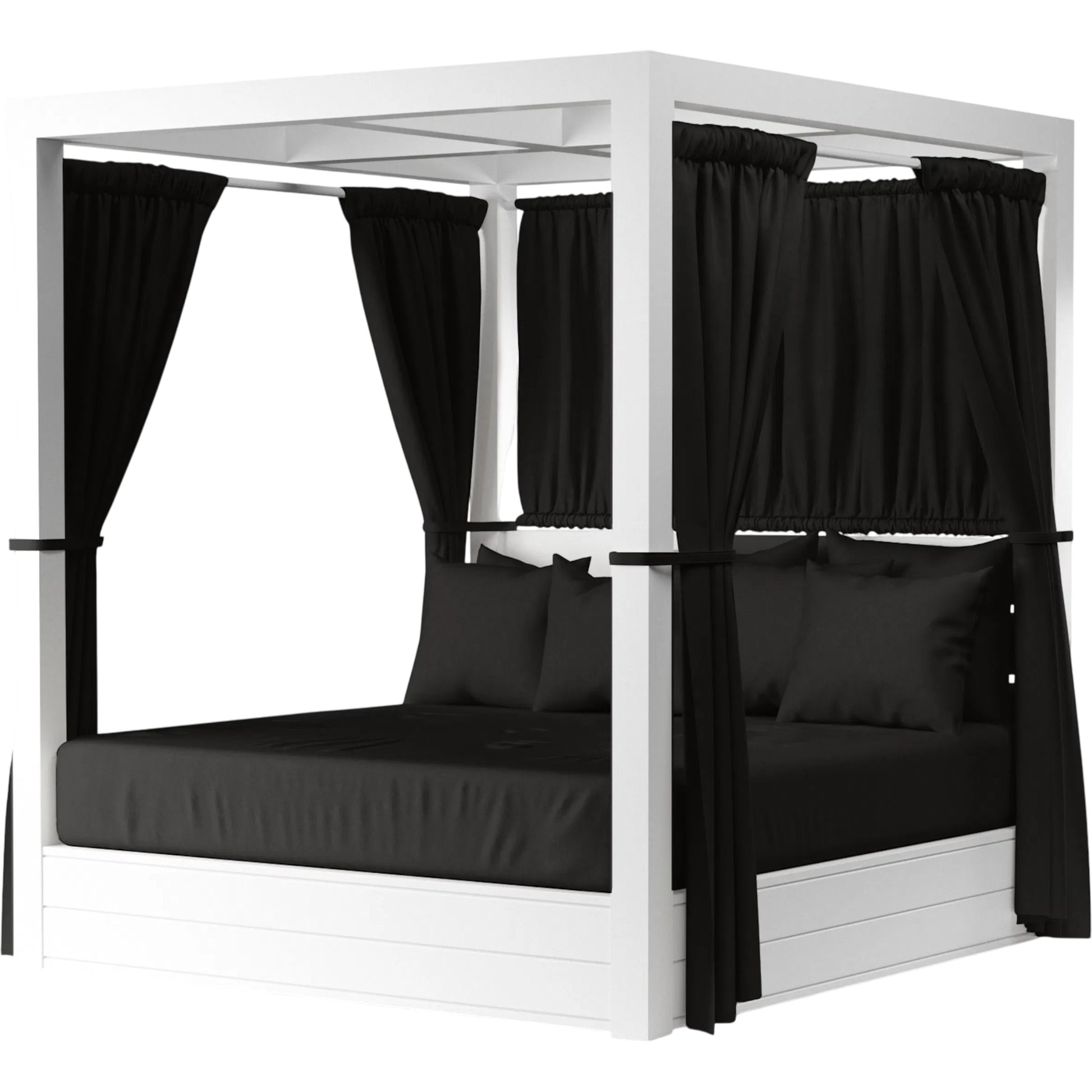 Newport Outdoor Resort King Daybed by Sunset West in whites/creams/beiges. Made from aluminum in a modern style.