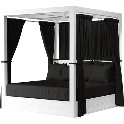 Newport Outdoor Resort King Daybed by Sunset West in whites/creams/beiges. Made from aluminum in a modern style.