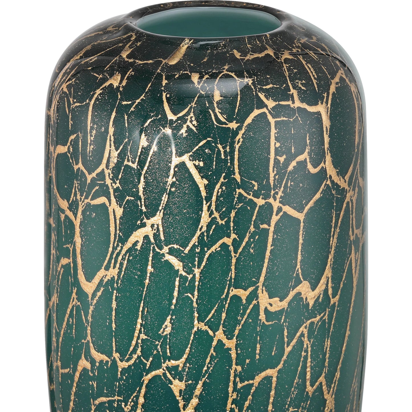 002 SI-2387183 | Closeup | Vitry Vase by Currey and Company in green, gold. Made from glass, gold powder in a eclectic & global style.