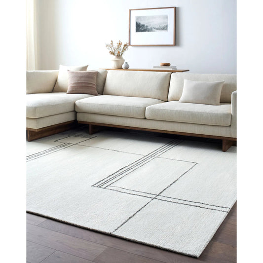 Falcao FAC-2302 Rug by Livabliss in ivory, charcoal. Made from wool in a unique style.