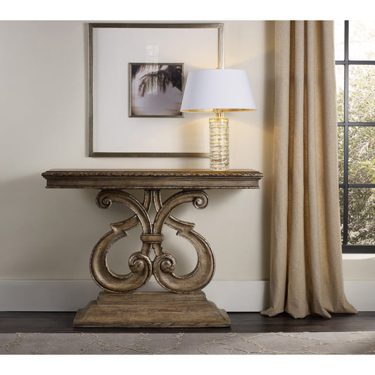 Solana Console Table by Hooker Furniture in caramel latte. Made from oak, walnut, ash veneers with resin in a traditional style.