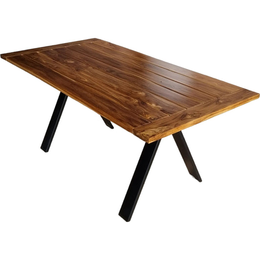 Cyprus 65" Patio Dining Table by World Interiors in natural and natural. Made from teakwood, metal in a unique style.