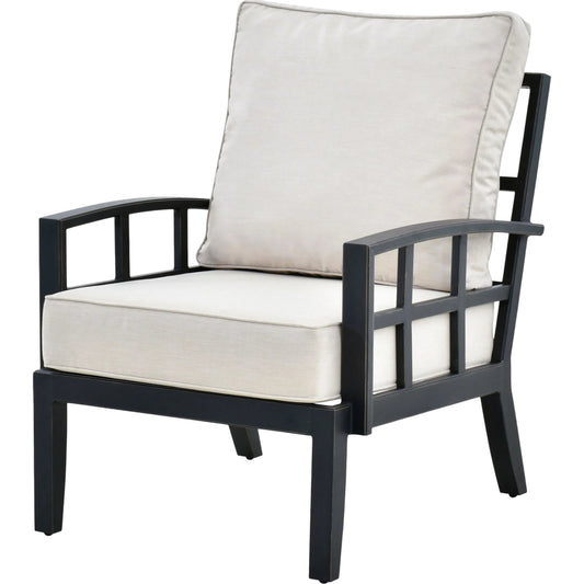 Fairborn Accent Chair by Surya in black. Made from sunbrella, acrylic, aluminum, quick dry foam in a modern style.