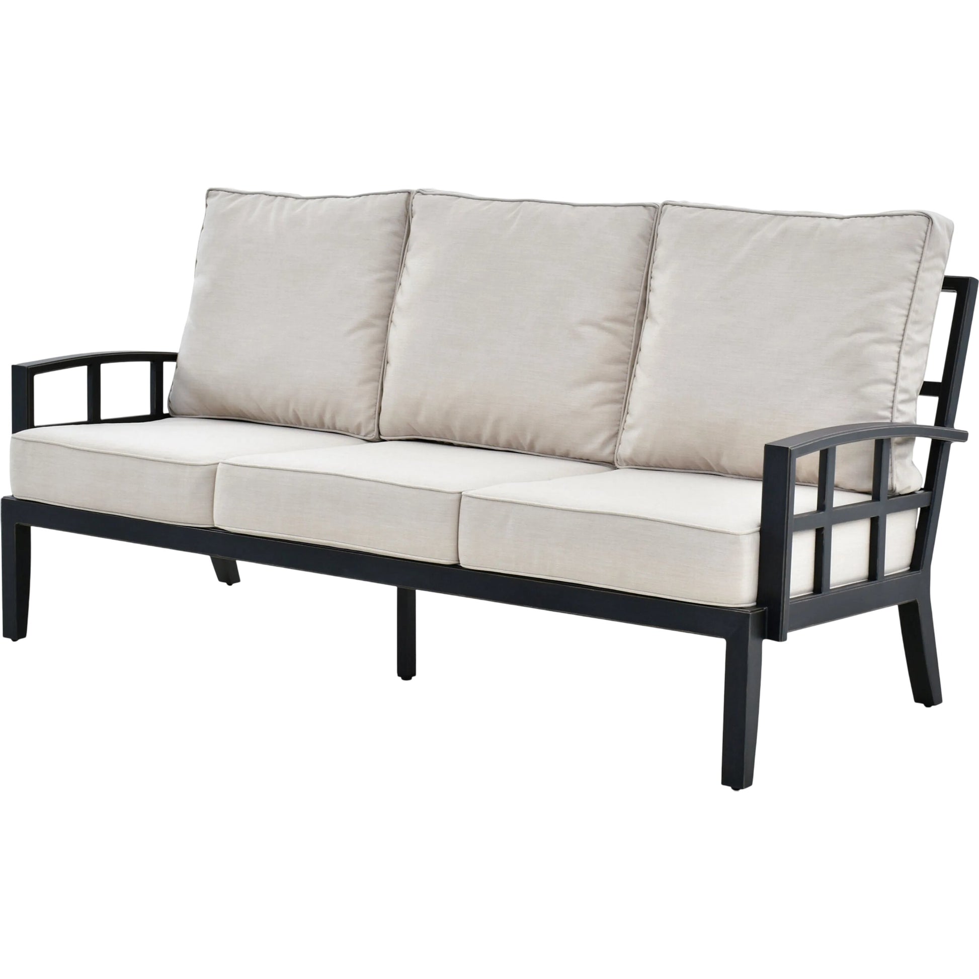 Fairborn Indoor/Outdoor Sofa by Surya in black. Made from sunbrella, acrylic, aluminum, quick dry foam in a modern style.