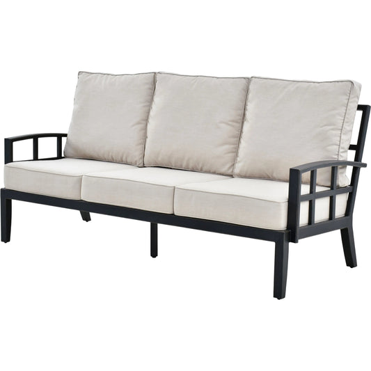 Fairborn Sofa by Surya in black. Made from sunbrella, acrylic, aluminum, quick dry foam in a modern style.