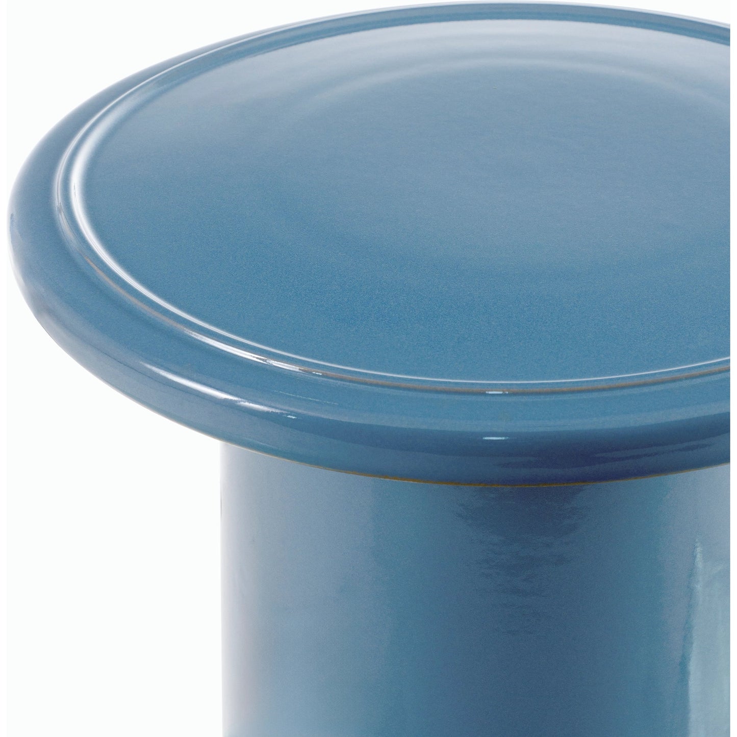 002 SI-2169165 | Closeup | Falkland Road Indoor/Outdoor End Table by Surya in medium gray and glazedglazed. Made from ceramic in a modern style.