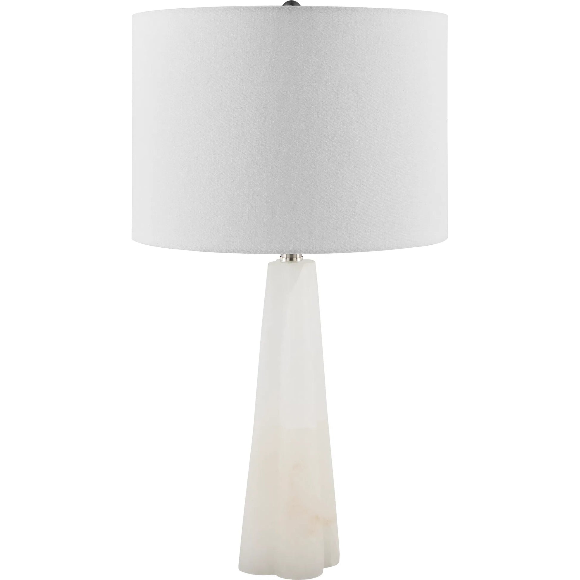 Falaise 626528 Accent Table Lamp by Surya in cream, translucent, metallic nickel, white and burnishedplated. Made from stone, linen, iron in a transitional style.