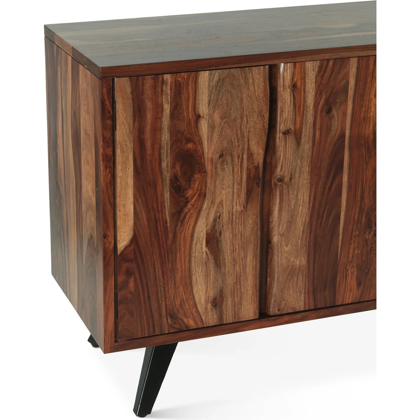 007 SI-2243043 | Closeup | Rosewood 62" Sideboard by World Interiors in brown and natural sheesham. Made from iron sheesham wood in a transitional style.