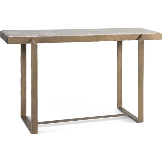 Rhodes Console Table by World Interiors in multi and antique brass. Made from brass, marble in a unique style.