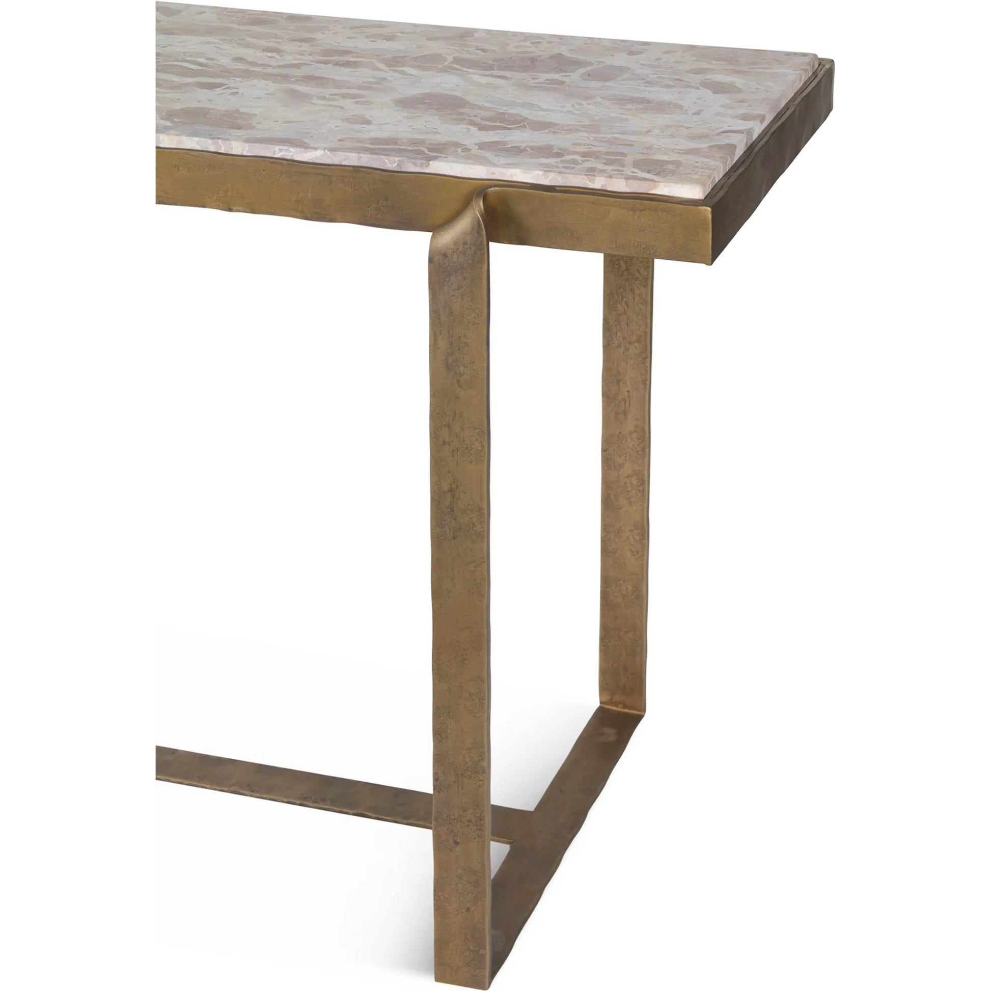 Rhodes Console Table by World Interiors in multi and antique brass. Made from brass, marble in a modern style.