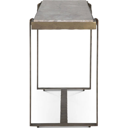 Rhodes Console Table by World Interiors in multi and antique brass. Made from brass, marble in a modern style.